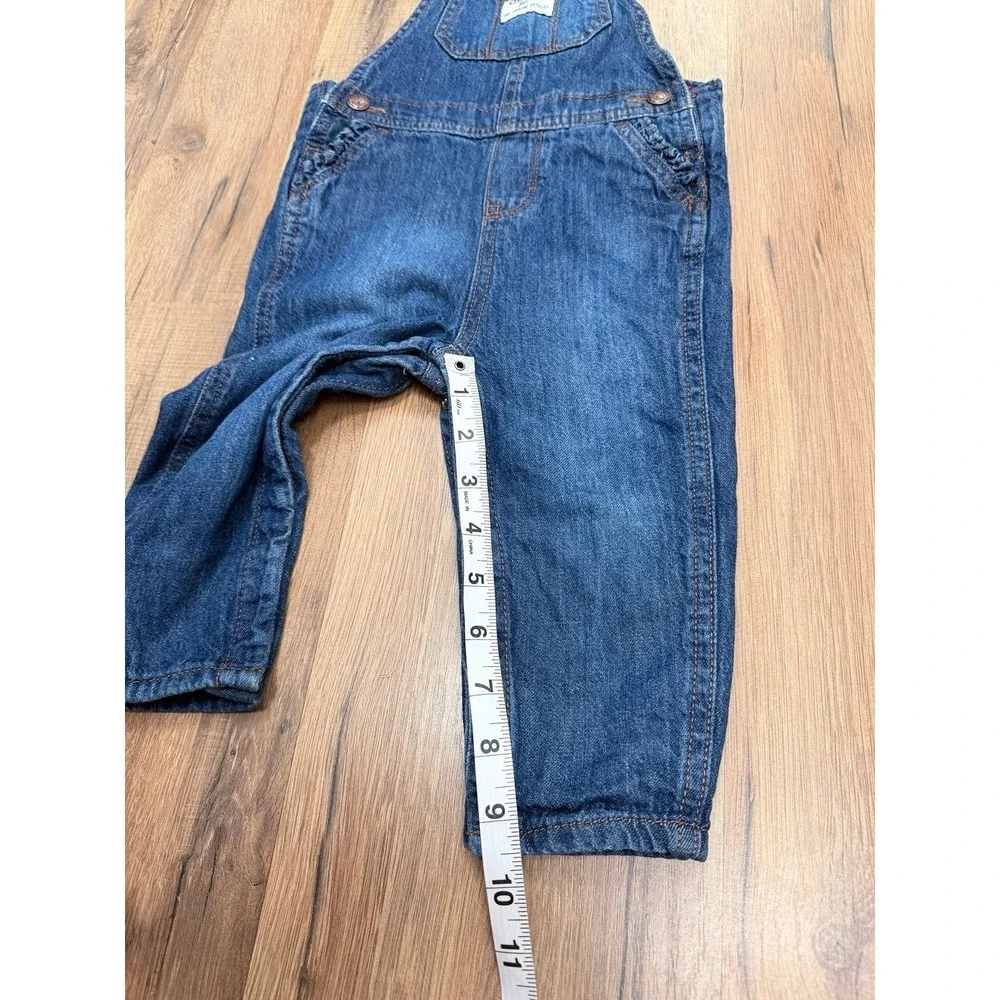 OshKosh B'gosh Girls Denim Overalls Lined Buffalo‎ Plaid – 18M